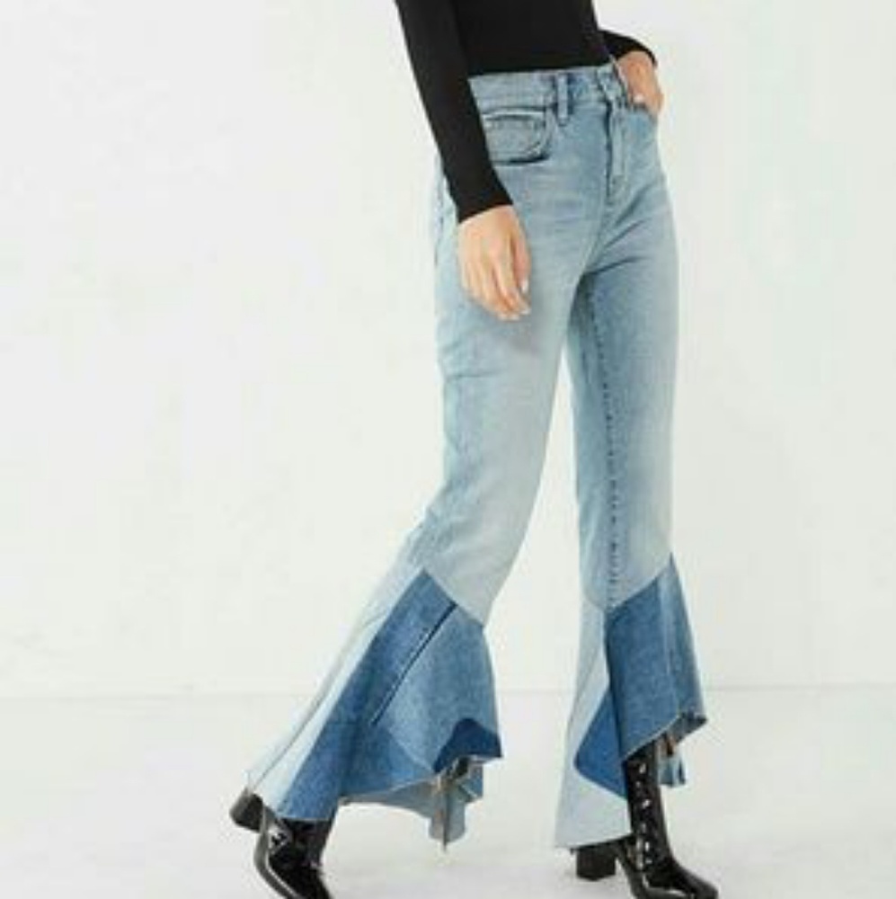 BDG patchwork flare Jeans sz 27 high waist